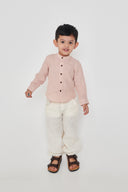 Blush Linen Boys Band Collar Shirt