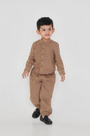 Mousse Linen Boys Band Collar Shirt