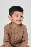 Mousse Linen Boys Band Collar Shirt