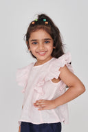 Fleur Linen Girls Frill Top