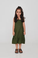 Safari Linen Girls Frill Dress