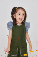 Sky Linen Girls Frill Top