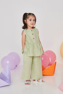 Pista Linen Girls Lace Peplum Set