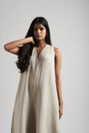 Undyed Linen Flared Jumpsuit