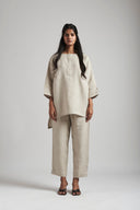 Undyed Linen Short Kurta Set On Sale