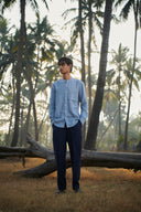 Neel Linen Denim Men's Pleated Tapered Pants