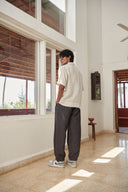 Undyed Pinstripe Linen Men's Popover Shirt