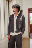 Graphite Linen Men's Jacket and Jogger Set