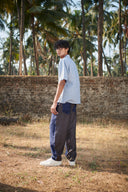 Neel Graphite Linen Men's Barrel Pants