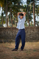 Neel Graphite Linen Men's Barrel Pants