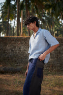 Neel Graphite Linen Men's Barrel Pants