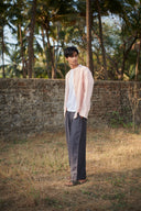 Blush Linen Men's Band Collar Shirt