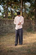 Blush Linen Men's Band Collar Shirt