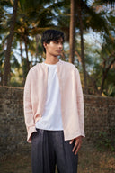 Blush Linen Men's Band Collar Shirt