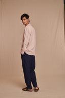 Blush Linen Men's Band Collar Shirt