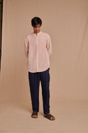 Blush Linen Men's Band Collar Shirt