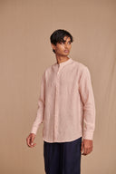 Blush Linen Men's Band Collar Shirt