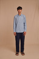 Sky Pinstripe Linen Men's Oxford Shirt – Slim Fit
