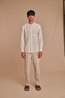 Undyed Linen Men's Pleated Tapered Pants