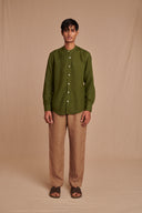 Kai Linen Men's Band Collar Shirt – Slim Fit