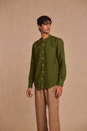 Kai Linen Men's Band Collar Shirt – Slim Fit