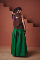 Coffee Co-Linen Wrap Waistcoat