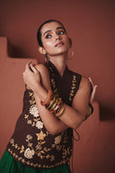 Coffee Co-Linen Wrap Waistcoat