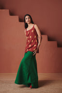Brick Paan Co-Linen Sleeveless Sharara Set