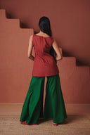Brick Paan Co-Linen Sleeveless Sharara Set