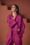 Orchid Co-Linen Oversized Flared Shirt Set