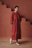 Brick Co-Linen Sack Dress
