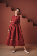 Brick Co-Linen Sack Dress