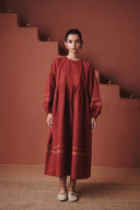 Brick Co-Linen Sack Dress