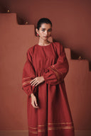 Brick Co-Linen Sack Dress