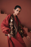 Coffee Co-Linen Wrap Waistcoat