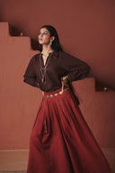 Brick Co-Linen Multi-Pleated Pants