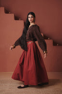 Brick Co-Linen Multi-Pleated Pants