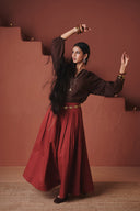 Brick Co-Linen Multi-Pleated Pants