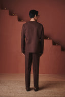 Coffee Co-Linen Men's Round Neck Jacket