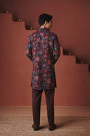 Coffee Chintz Co-Linen Men's Long Jacket