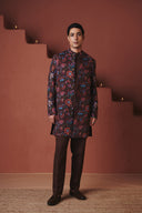 Coffee Chintz Co-Linen Men's Long Jacket