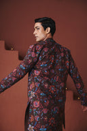 Coffee Chintz Co-Linen Men's Long Jacket