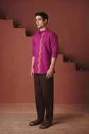 Orchid Co-Linen Men's Band Collar Shirt – Slim Fit