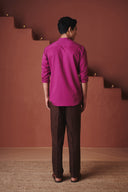 Orchid Co-Linen Men's Band Collar Shirt – Slim Fit