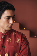 Brick Co-Linen Men's Nehru Jacket