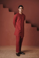 Brick Co-Linen Men's Side Open Kurta Set
