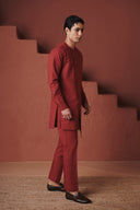 Brick Co-Linen Men's Side Open Kurta Set