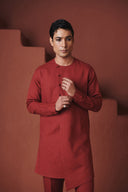 Brick Co-Linen Men's Side Open Kurta Set