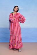 Amalfi Linen Puff Sleeves Dress