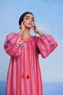 Amalfi Linen Puff Sleeves Dress